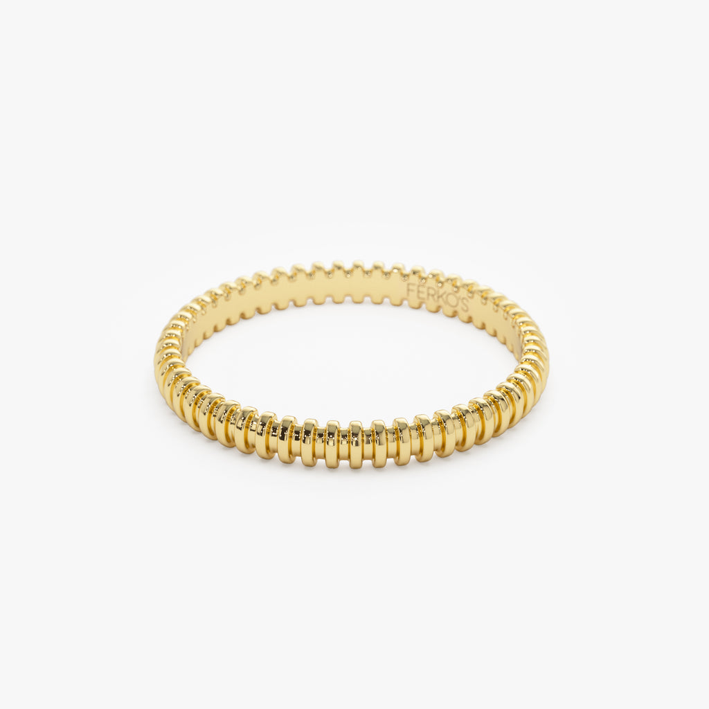 Horizontal Ribbed Bands 14K Stackable Ribbed Wedding Band – Ferkos Fine Jewelry
