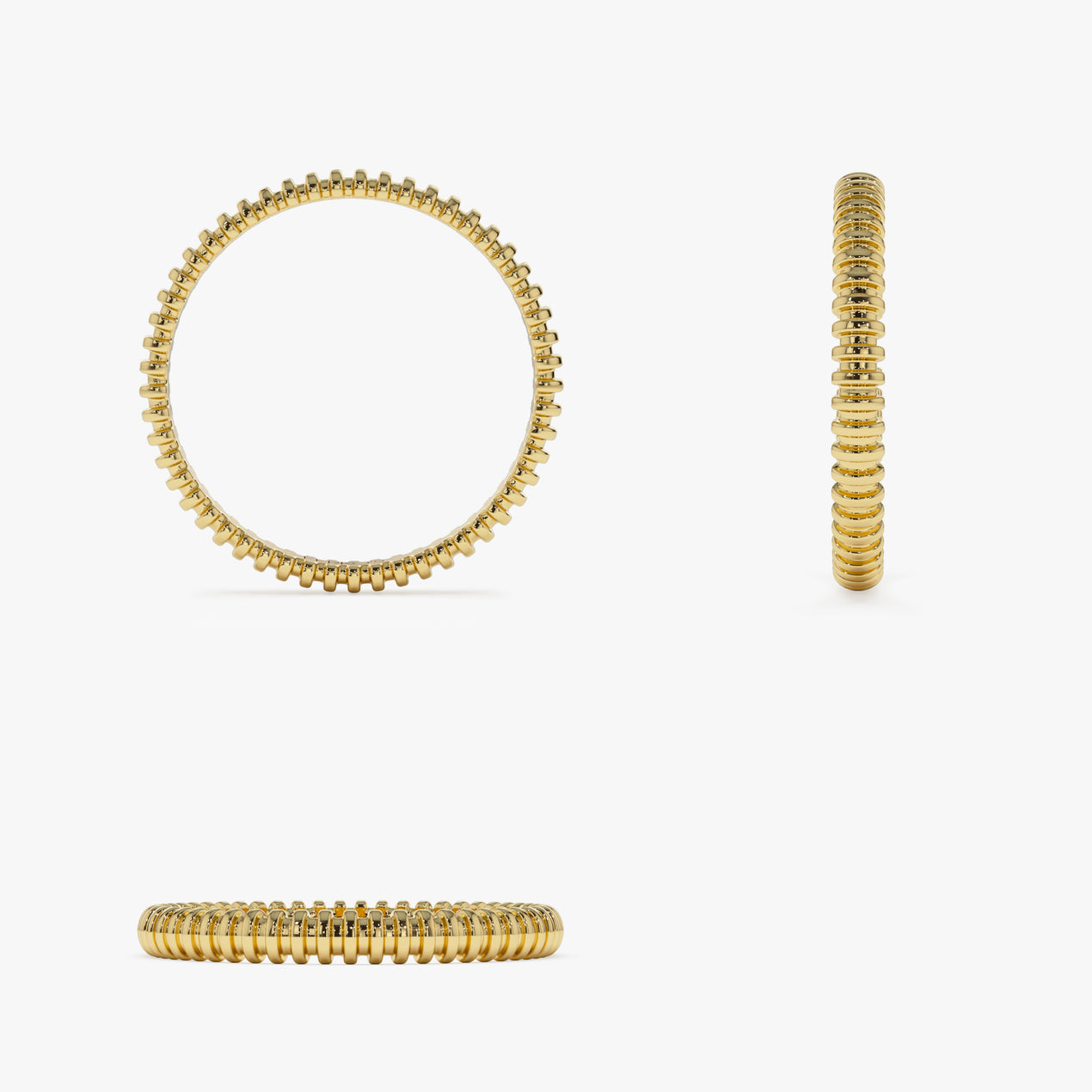 Horizontal Ribbed Bands 14K Stackable Ribbed Wedding Band – Ferkos Fine Jewelry