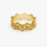 14K Stackable Ribbed Woven Gold Ring  Ferkos Fine Jewelry