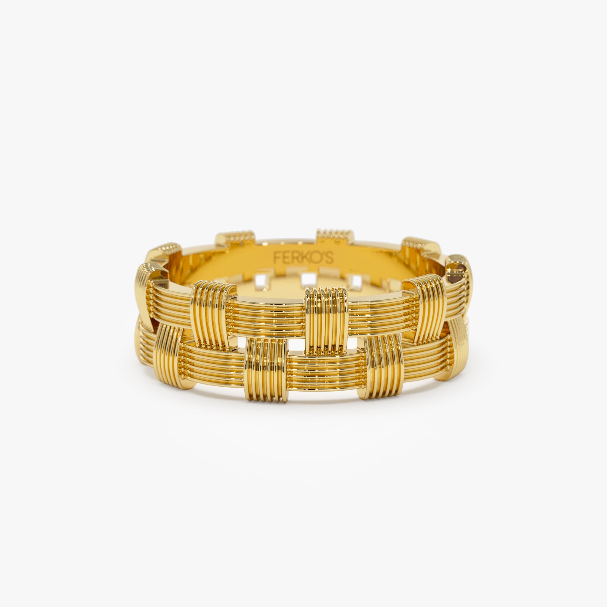 14K Stackable Ribbed Woven Gold Ring 14K Gold Ferkos Fine Jewelry