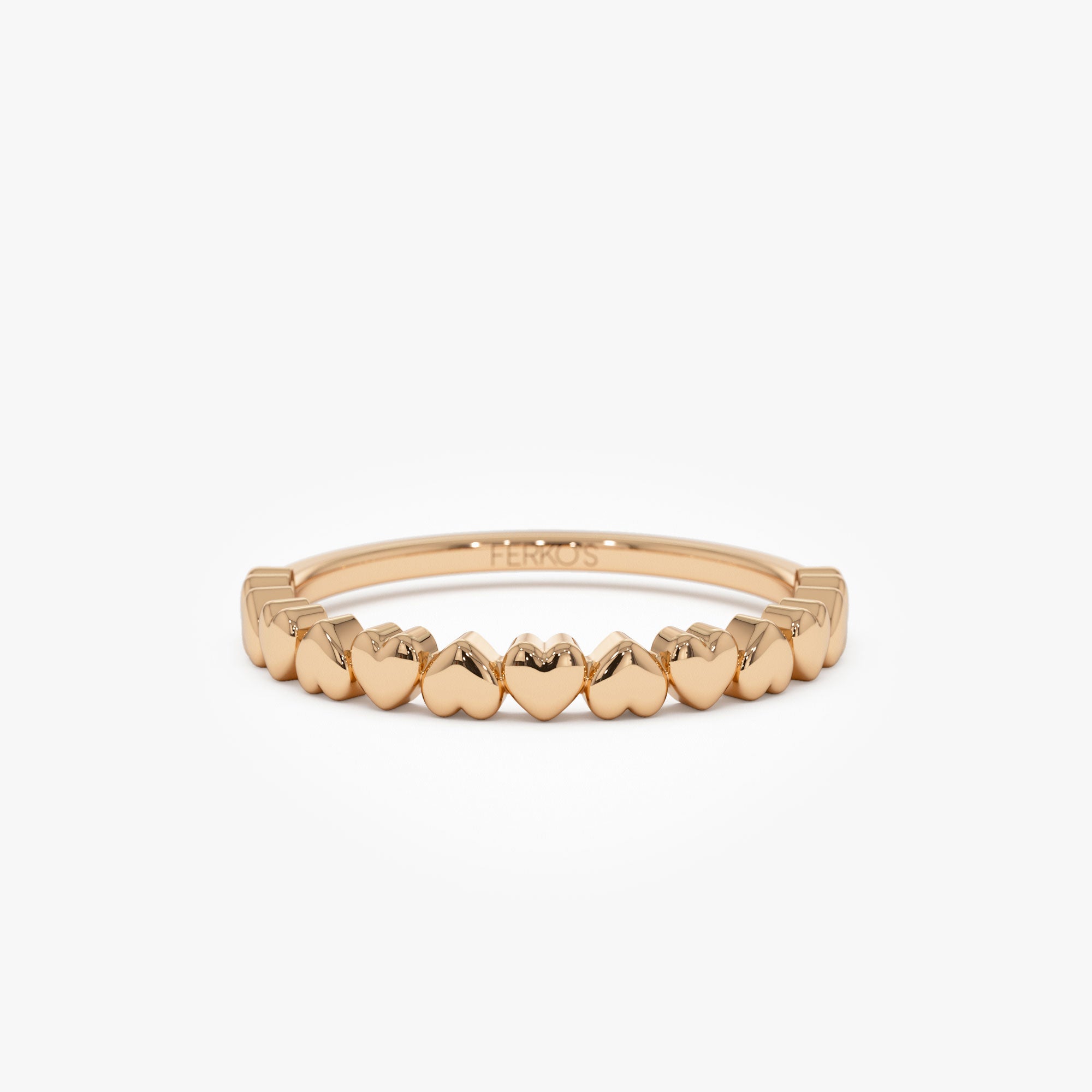 14k Dainty Heart Stacking Gold Ring 14K Rose Gold Ferkos Fine Jewelry