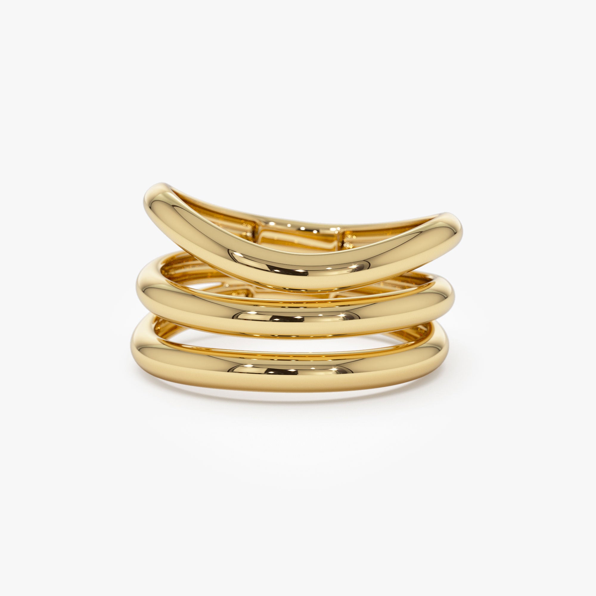 14K Stacked Chunky Curved Ring 14K Gold Ferkos Fine Jewelry