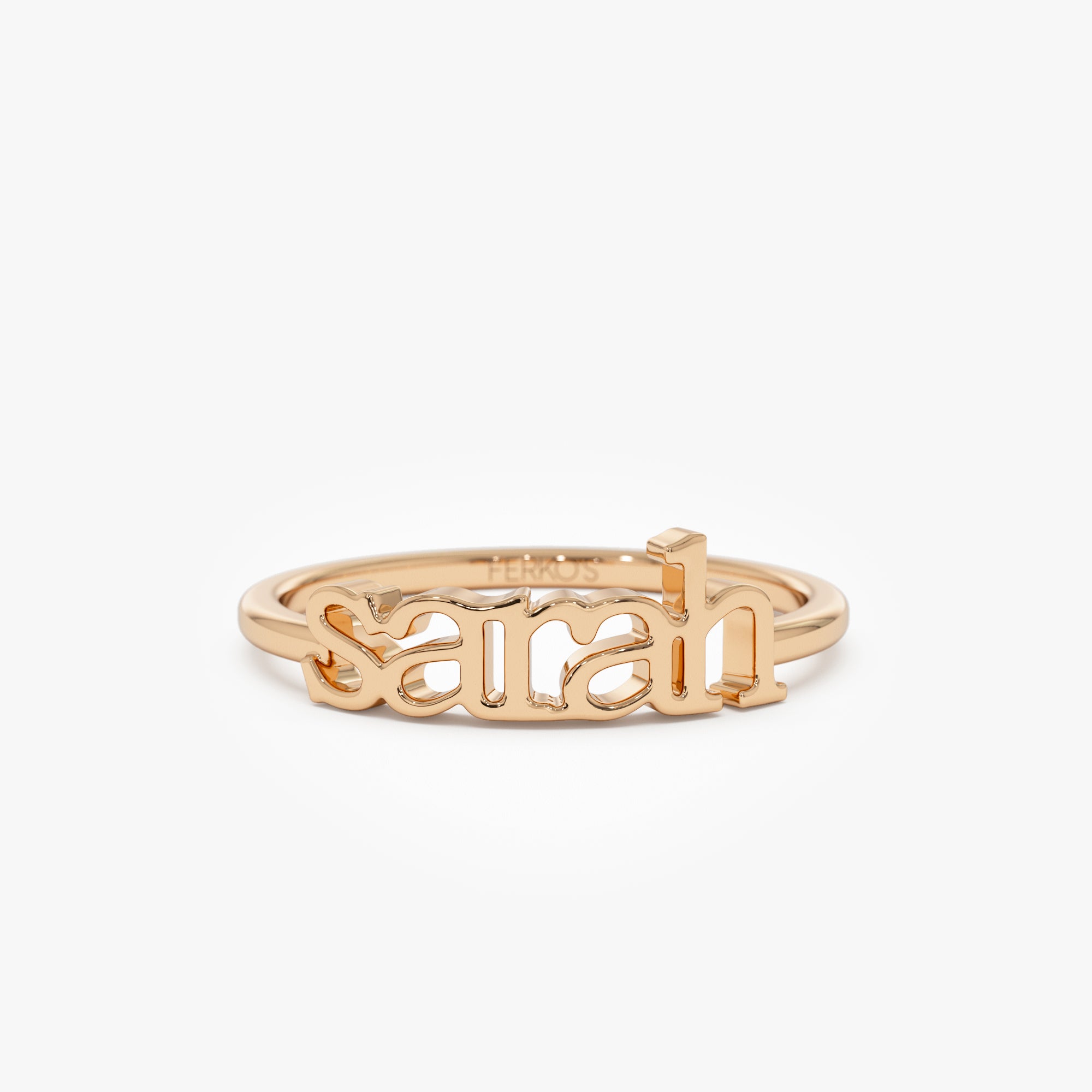 14K Gold Custom Name Ring 14K Rose Gold Ferkos Fine Jewelry