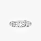 14K Gold Custom Name Ring 14K White Gold Ferkos Fine Jewelry