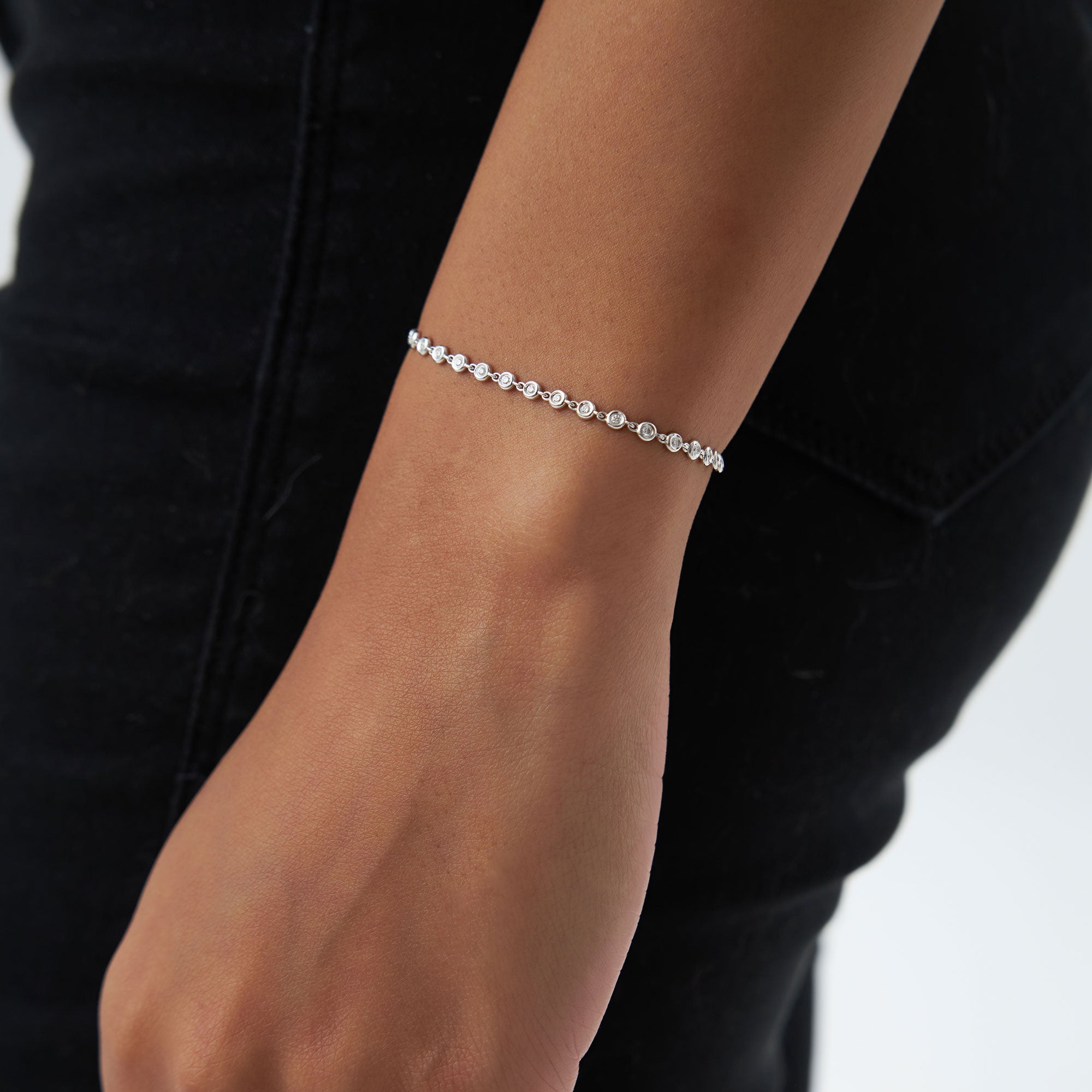 14K Gold Bezel Setting Diamond Tennis Bracelet  Ferkos Fine Jewelry