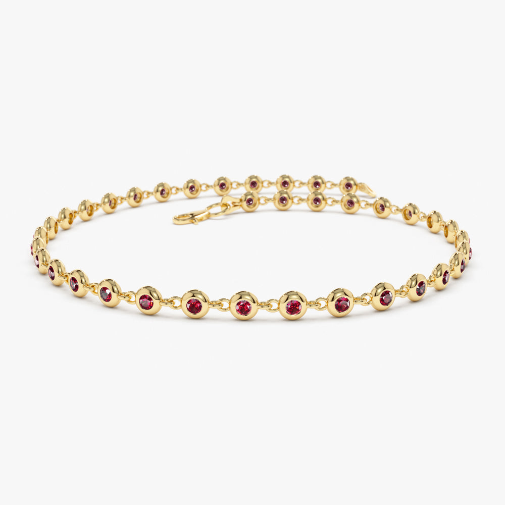 14k Bezel Set Ruby Tennis Bracelet 14K Gold Ferkos Fine Jewelry