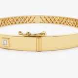 14k Gold Baguette Diamond Bezel Setting Statement Bangle  Ferkos Fine Jewelry