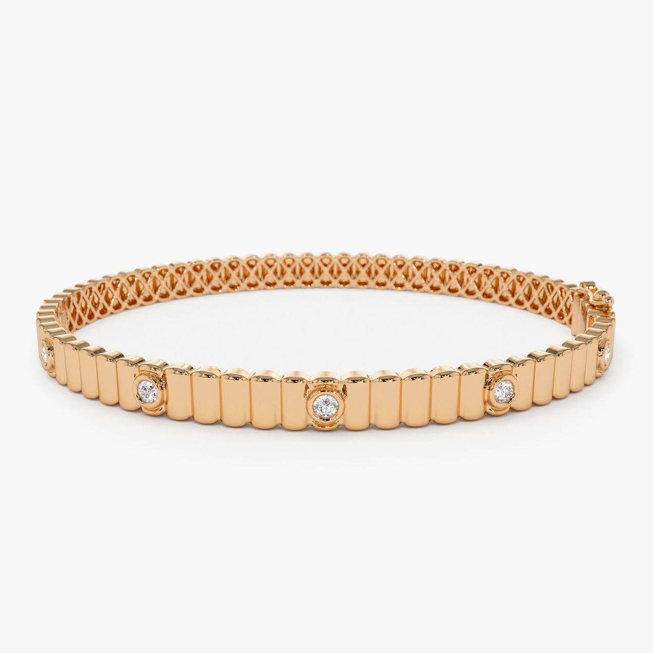 14k Rose Gold Diamond Bangle Bracelet