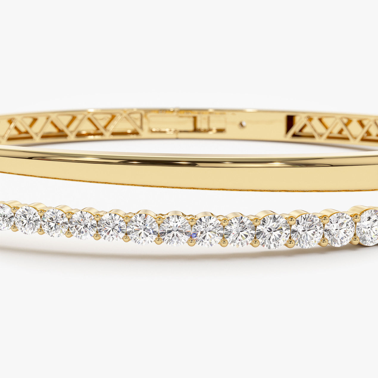 14K Cross Over Graduating Diamond Bangle – Ferkos Fine Jewelry