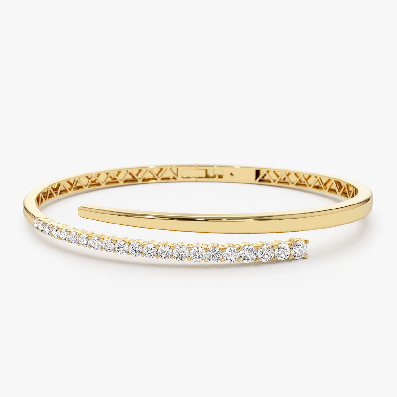 14K Cross Over Graduating Diamond Bangle – Ferkos Fine Jewelry