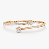 14k Gold Cross Over Diamond Bangle Bracelet 14K Rose Gold Ferkos Fine Jewelry