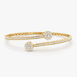 14k Gold Cross Over Diamond Bangle Bracelet 14K Gold Ferkos Fine Jewelry