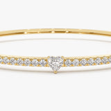 14k Gold Heart Shaped and Round Diamond Bangle  Ferkos Fine Jewelry