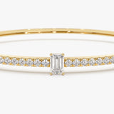 14k Gold Emerald Cut and Round Diamond Bangle  Ferkos Fine Jewelry