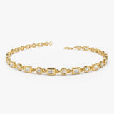 14K Gold Round and Baguette Diamond Bracelet 14K Gold Ferkos Fine Jewelry