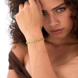 14K Gold Oval Shaped Peridot Tennis Bracelet 13.70 ctw Ferkos Fine Jewelry