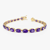 14K Gold Oval Shaped Amethyst Tennis Bracelet 11.65 ctw 14k Gold Ferkos Fine Jewelry