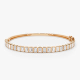 3.5 Ctw 14k Emerald Cut Lab Grown Diamond Bangle - Ellie 14k Rose Gold Ferkos Fine Jewelry