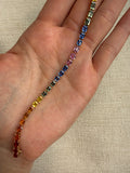 14K Gold Rainbow Emerald Cut Gemstone Tennis Bracelet Ferkos Fine Jewelry