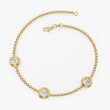 0.75 Ctw 14k Gold Lab Grown Diamond by the Yard Beaded Bracelet - Leda Ferkos Fine Jewelry
