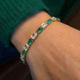 15.30 ctw 14k Lab Grown Colombian Emerald and Diamond Bracelet - Brooke Ferkos Fine Jewelry