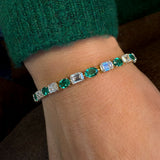 15.30 ctw 14k Lab Grown Colombian Emerald and Diamond Bracelet - Brooke Ferkos Fine Jewelry