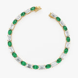 15.30 ctw 14k Lab Grown Colombian Emerald and Diamond Bracelet - Brooke Ferkos Fine Jewelry
