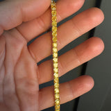 17.50 ctw 14k Lab Grown Cushion Cut Fancy Vivid Yellow Diamond Tennis Bracelet - Paige Ferkos Fine Jewelry