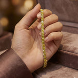 17.50 ctw 14k Lab Grown Cushion Cut Fancy Vivid Yellow Diamond Tennis Bracelet - Paige Ferkos Fine Jewelry