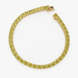 17.50 ctw 14k Lab Grown Cushion Cut Fancy Vivid Yellow Diamond Tennis Bracelet - Paige Ferkos Fine Jewelry