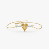 14K Gold Two Tone Fluted Diamond Heart Bracelet 14k Gold Ferkos Fine Jewelry