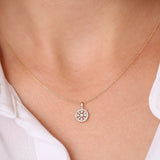 14K Rose Baguette and Round Diamond Charm Necklace