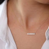 14k Rose Gold Baguette Diamond Horizontal Necklace