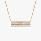14k Rose Gold Baguette Diamond Horizontal Necklace