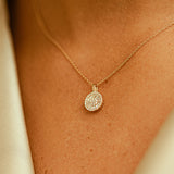 14K Rose Baguette Diamond Disc Cluster Necklace