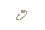 14k Gold Open Cuff Clover Diamond Band
