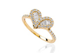 14k Gold Round Diamond Halo Heart Ring