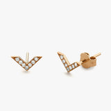 14K Rose Gold Dainty Diamond Chevron Earrings Ferkos Fine Jewelry