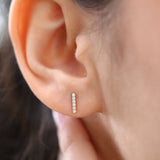14K Rose Gold Diamond Bar Stud Earrings Ferkos Fine Jewelry