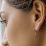 14K Rose Hoop with Dangling Diamond Ferkos Fine Jewelry