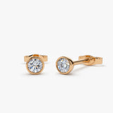 14K Rose Bezel Setting Round Diamond Studs Ferkos Fine Jewelry