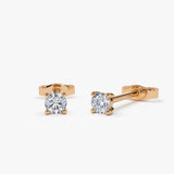 14k Rose Prong Setting Round Diamond Studs Ferkos Fine Jewelry