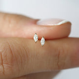 14k Rose Mini Marquise Diamond Studs Ferkos Fine Jewelry