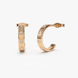 14k Rose Starsetting Minimal Diamond Hoops Ferkos Fine Jewelry