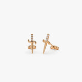 14k Gold Mini Sword Diamond Earrings 14K Rose Gold Ferkos Fine Jewelry