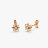 14k Dainty Crisscross Cluster Diamond Studs 14K Rose Gold Ferkos Fine Jewelry