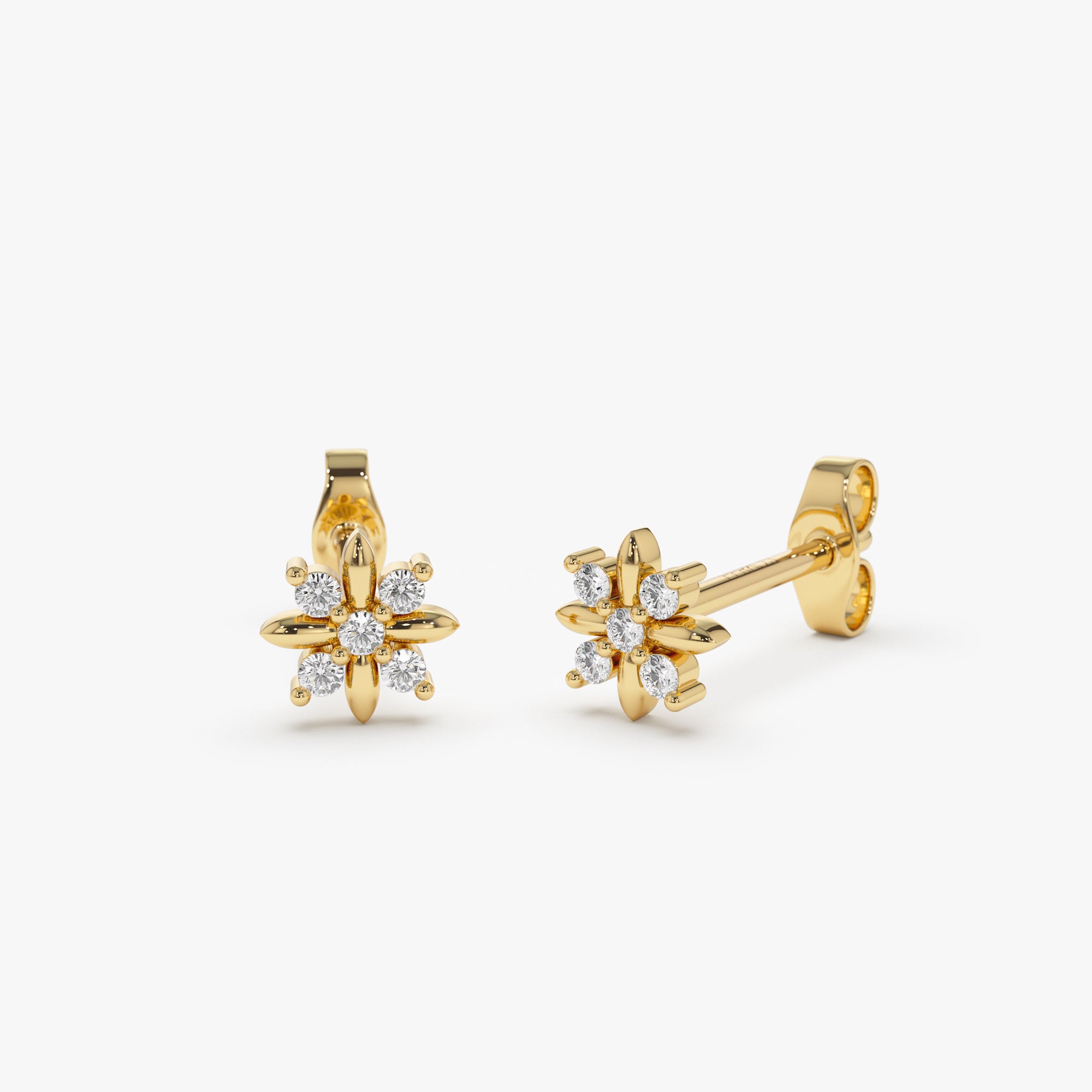 14k Dainty Crisscross Cluster Diamond Studs 14K Gold Ferkos Fine Jewelry