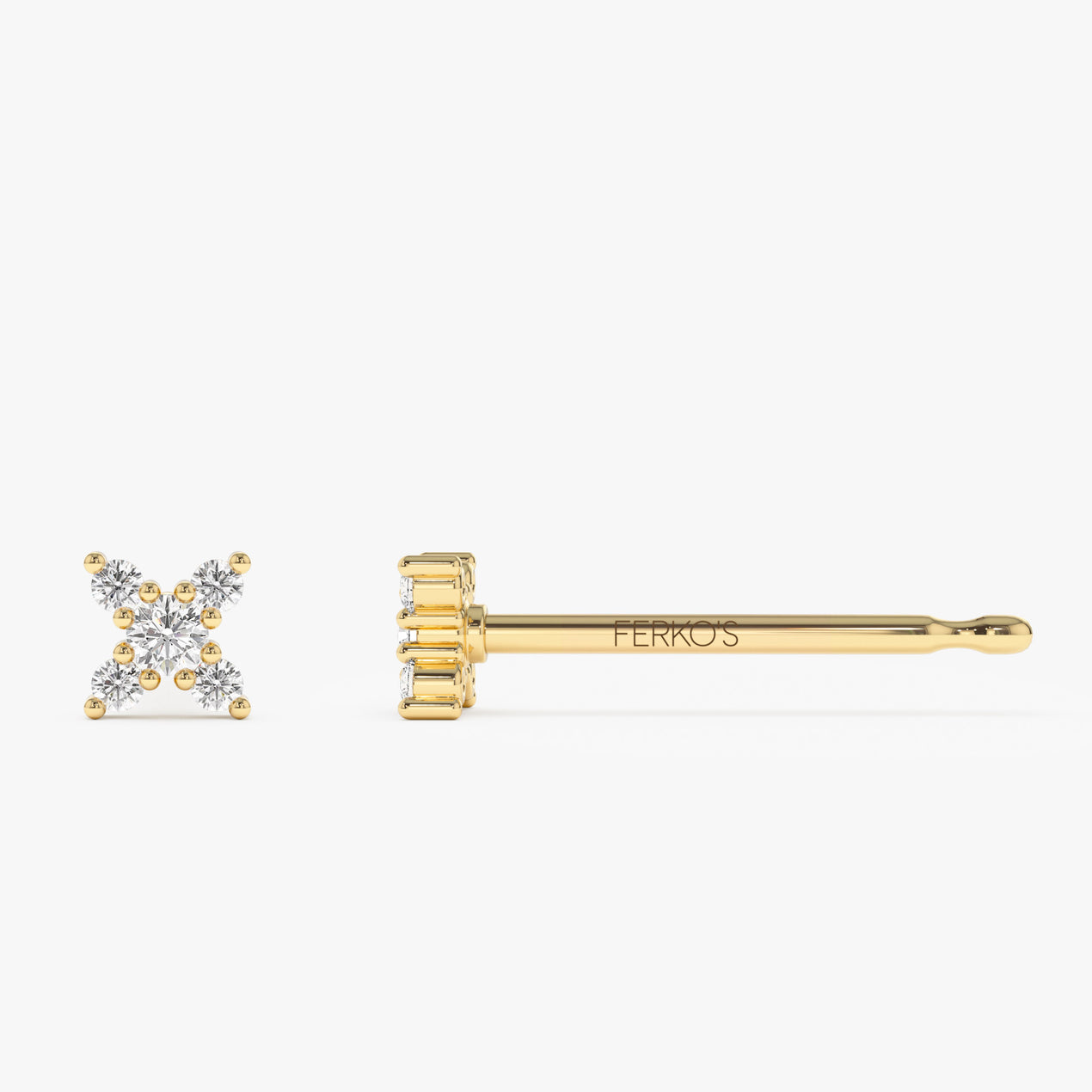14K Gold Criss Cross X Diamond Earring Studs – FERKOS FJ