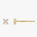 14K Gold Criss Cross X Diamond Earring Studs  FERKOS FJ