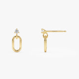 14k Dainty Dangline Oval Link Diamond Earrings  Ferkos Fine Jewelry